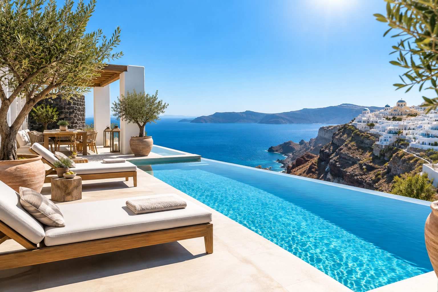 A private luxury villa infinity pool over the Mediterranean